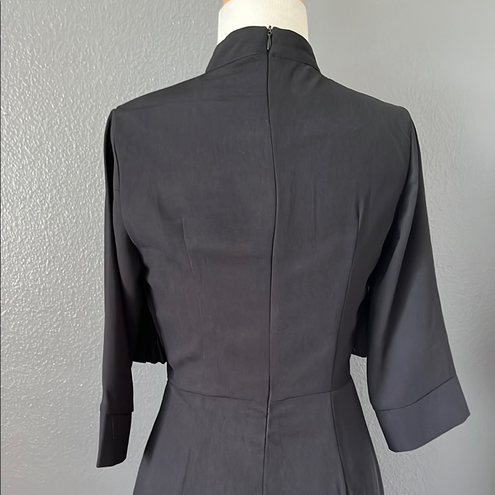 PrettyLittleThing Black Sheath Dress with 3/4 Sleeves and Mock Neck - Picture 5 of 12